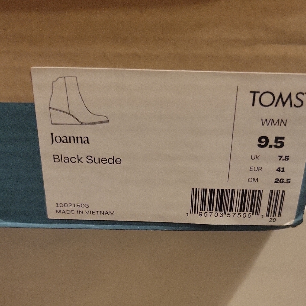 TOMS Black Suede Wedge Boots - Picture 2 of 4